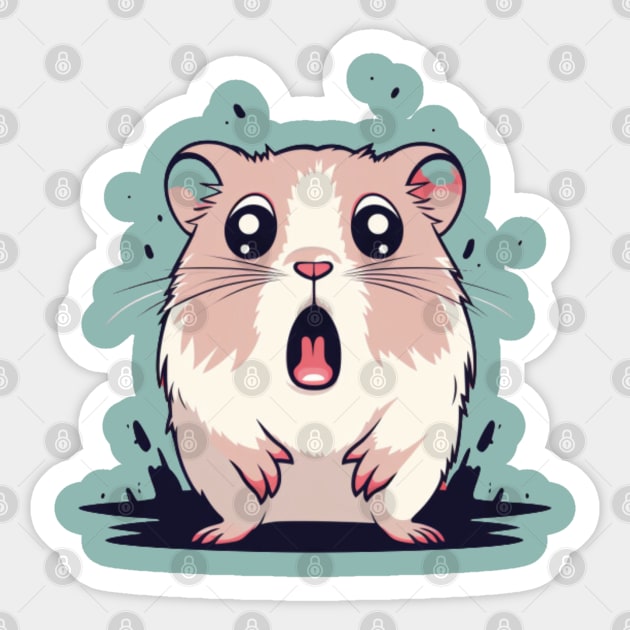 Scared Hamster Meme, funny tshirt, gift present ideas Sticker by Pattyld